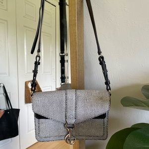 rebecca minkoff hudson moto mini crossbody black and white